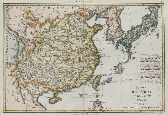 FRENCH BONNE MAP OF CHINA KOREA 359778