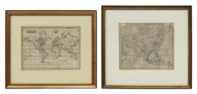 (2) ENGRAVED MAPS ASIA & WORLD