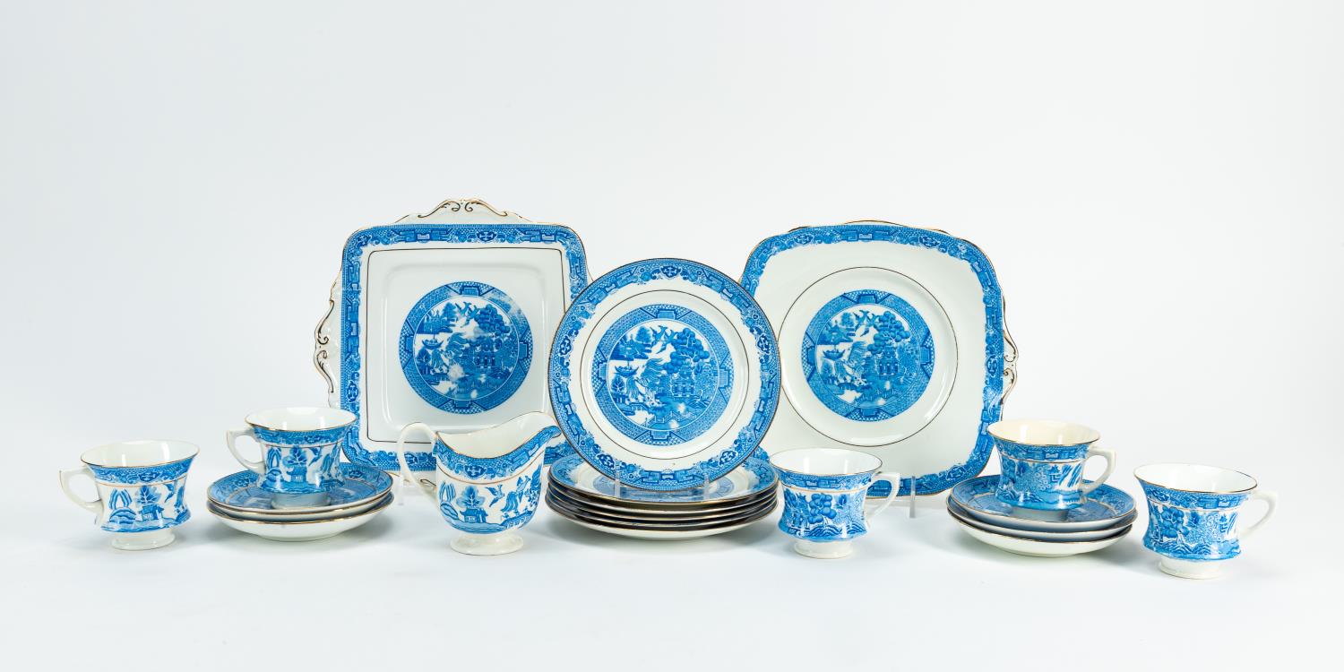 20 PC ENGLISH BLUE WILLOW TRANSFERWARE