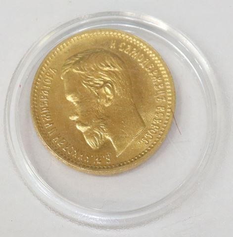 2) RUSSIAN GOLD ROUBLE COINS, FIVE