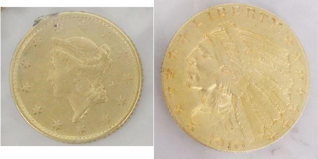  2 AMERICAN GOLD COINS 1853 1  3597a9