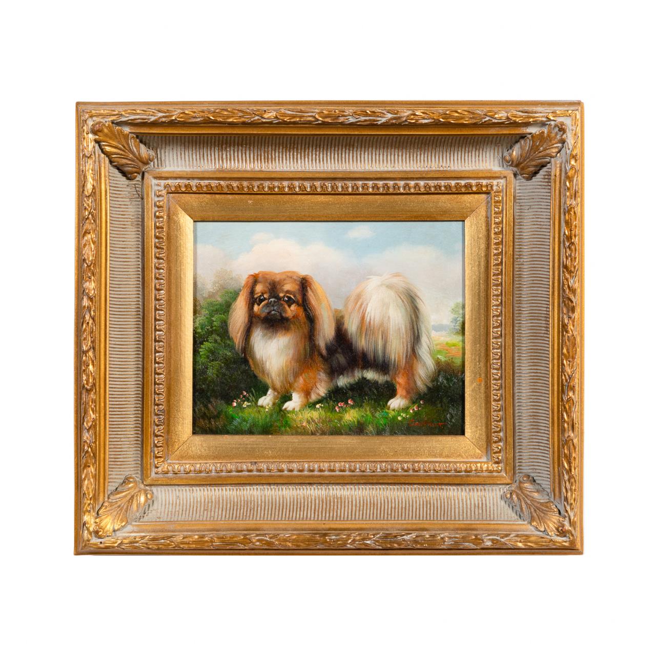 SAM HUNT PEKINGESE OIL DOG PAINTING 3597c1