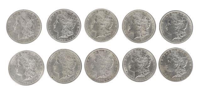  10 U S MORGAN SILVER DOLLARS  3597c5