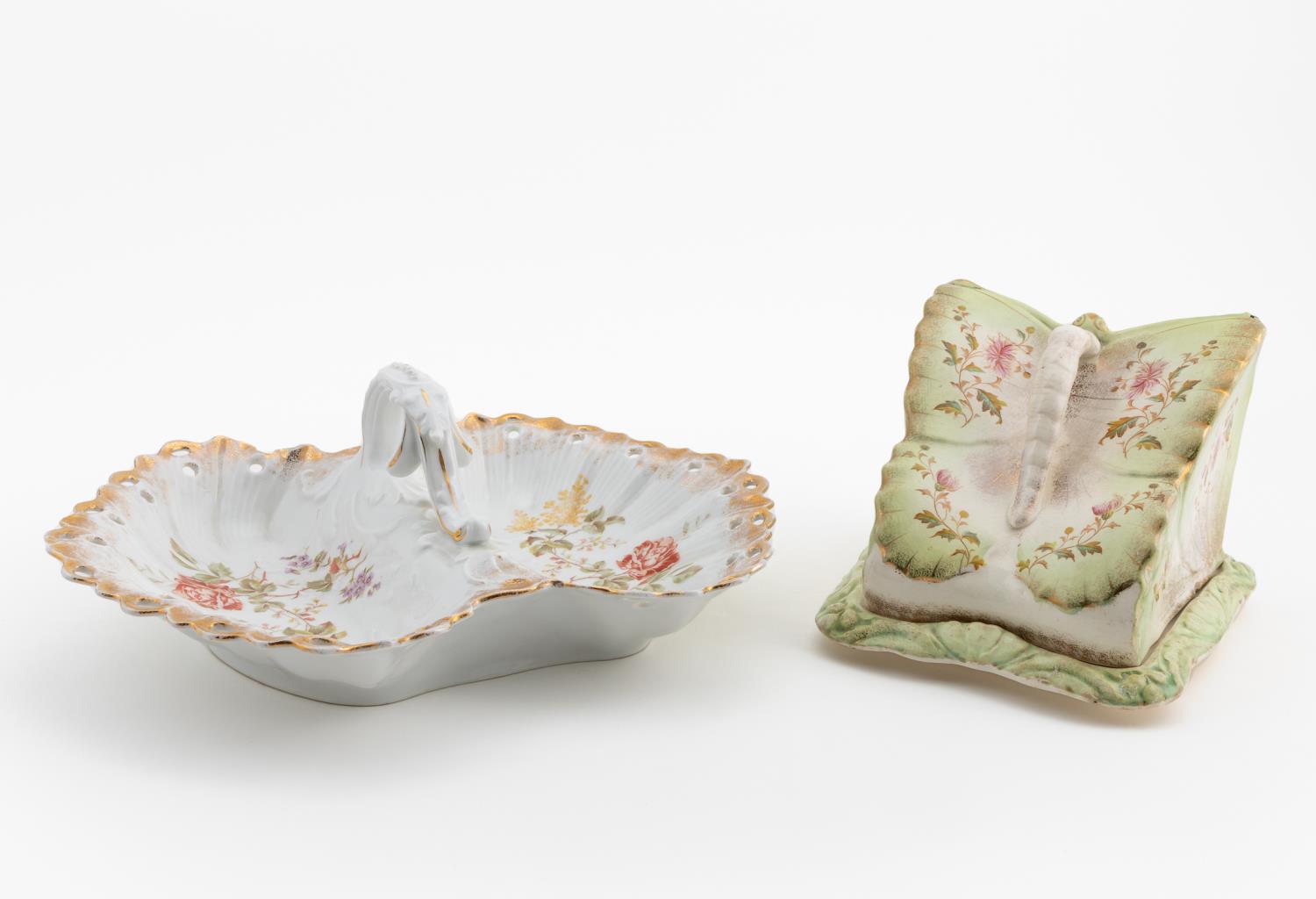 2 PCS, PORCELAIN DIVIDED DISH AND