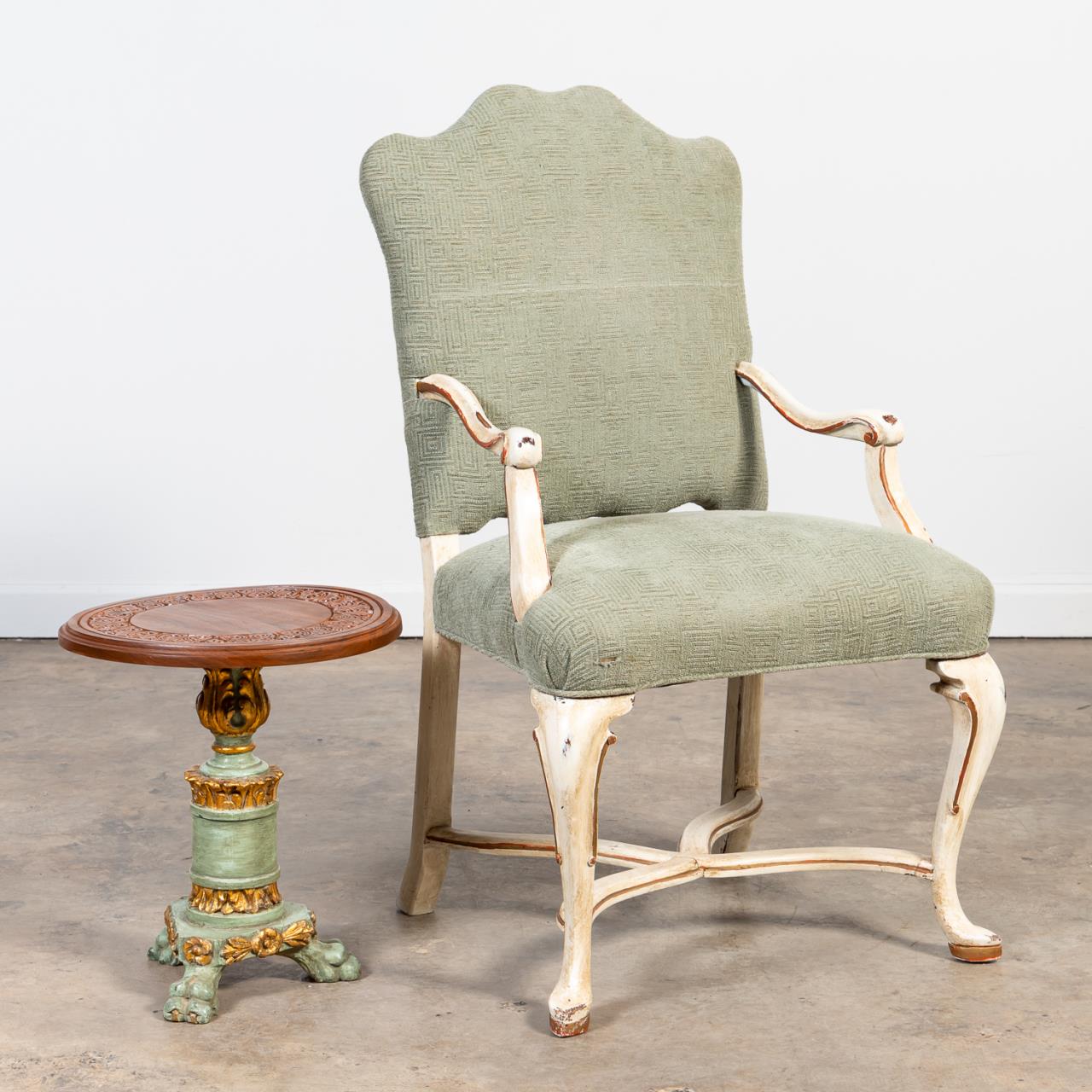 PAINTED AND PARCEL GILT ARMCHAIR 3597ff