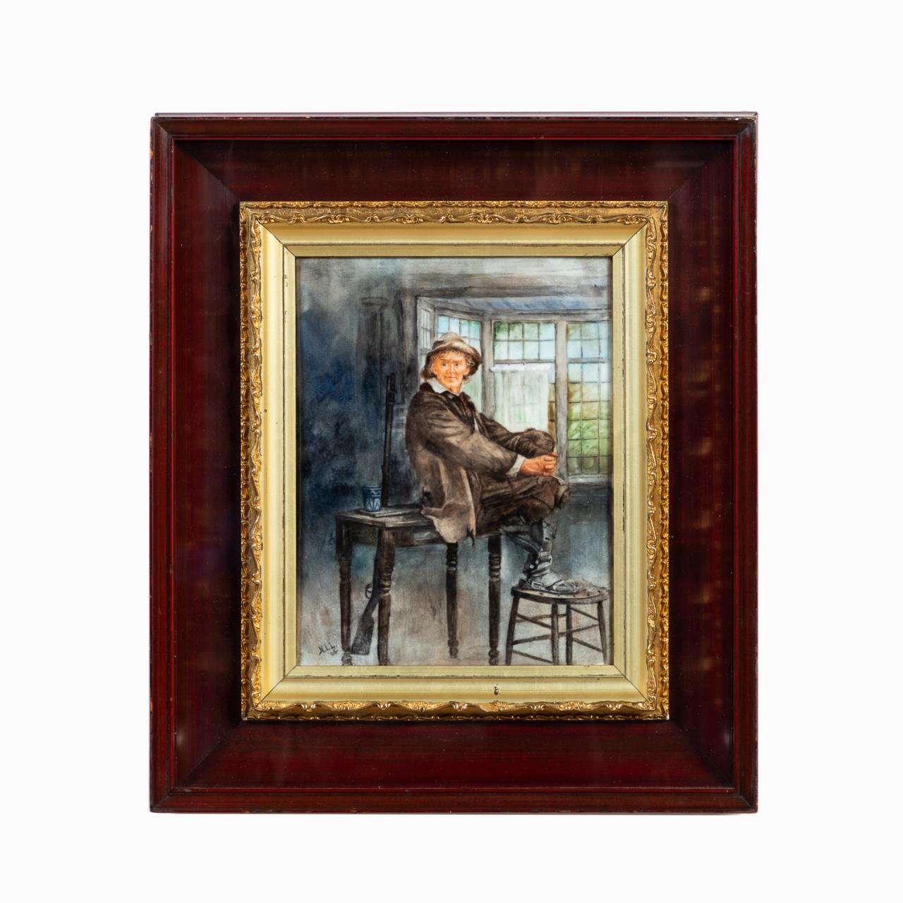 MAN IN INTERIOR FRAMED PORCELAIN 359810