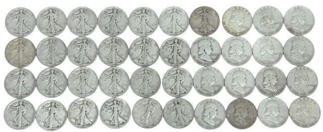 (40) U.S. HALF DOLLARS, 1946, 1947,