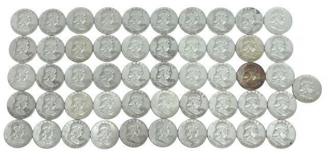 (50) U.S. FRANKLIN HALF DOLLARS, 1957(lot