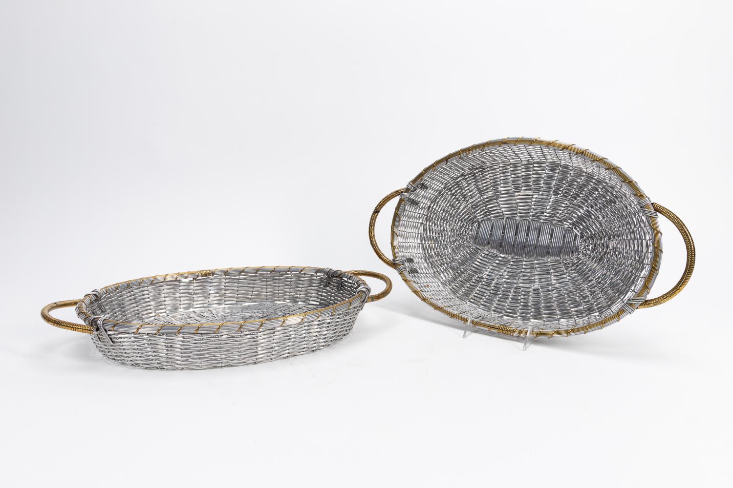 PAIR CHRISTOFLE STYLE WOVEN SILVER 359856