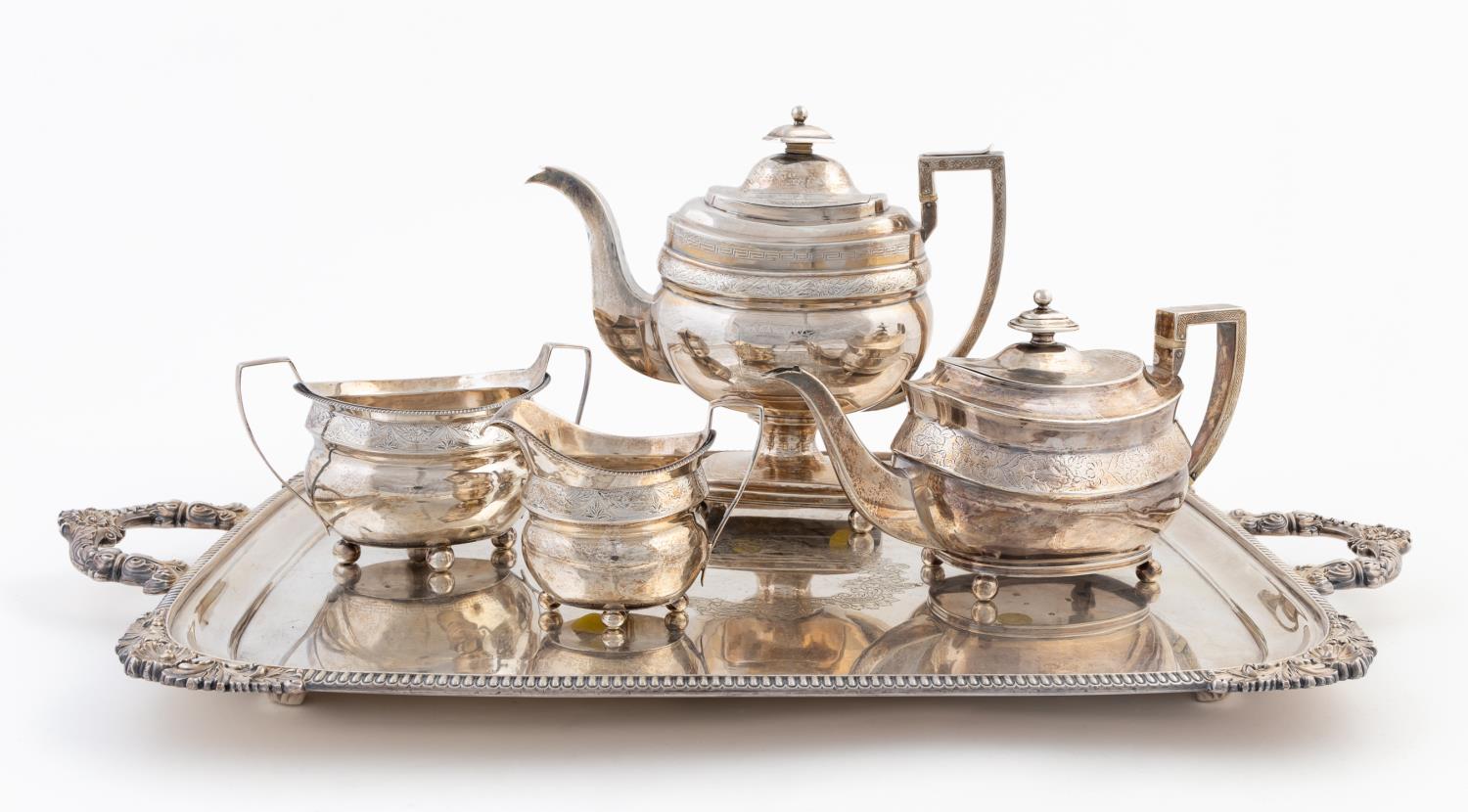 GEORGE III SILVER TEA & COFFEE SET &