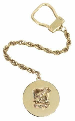 14KT GOLD QUILL & SCROLL KEY CHAIN,