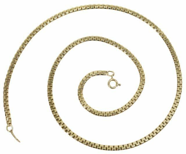 14KT YELLOW GOLD FLAT CHAIN NECKLACE,
