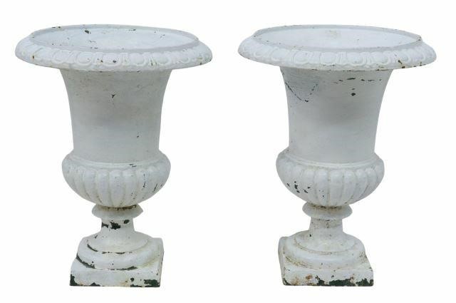 (2) FRENCH PAINTED CAST IRON CAMPAGNA