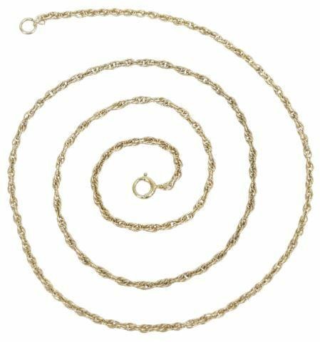 14KT YELLOW GOLD ROPE CHAIN NECKLACE,