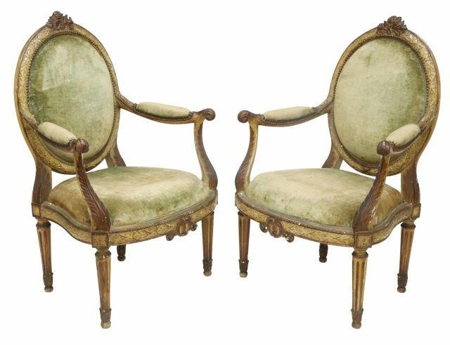  2 FRENCH LOUIS XVI STYLE PAINTED 35999e