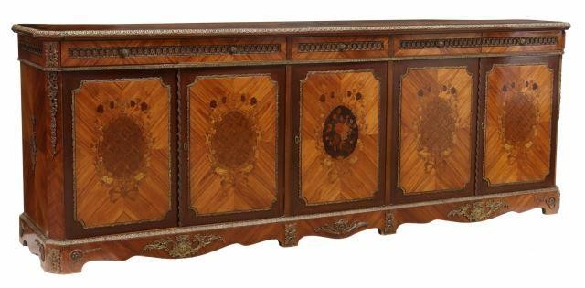 LARGE FRENCH METAL MOUNTED MARQUETRY 35999a