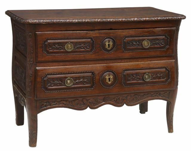 FRENCH PROVINCIAL CARVED OAK COMMODE  3599a4