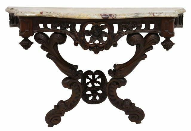 FRENCH MARBLE TOP CONSOLE TABLE 3599ee