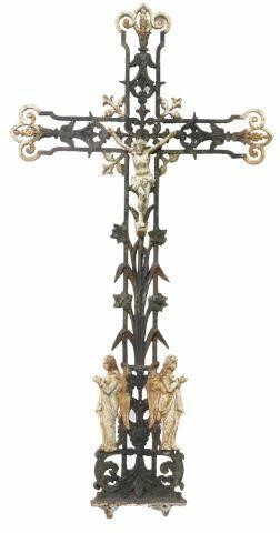 FRENCH CAST IRON CRUCIFIX CROSS,