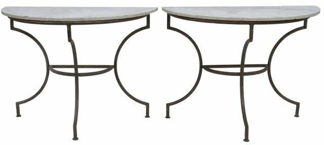  2 FRENCH MARBLE TOP OUTDOOR CONSOLE 359a11
