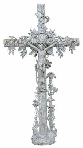 FRENCH CAST IRON CRUCIFIX CROSS,