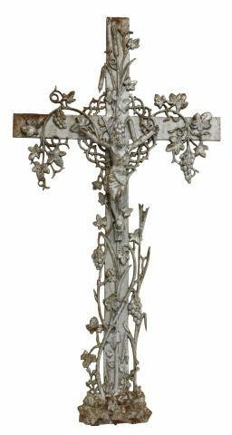 FRENCH CAST IRON CRUCIFIX CROSS,