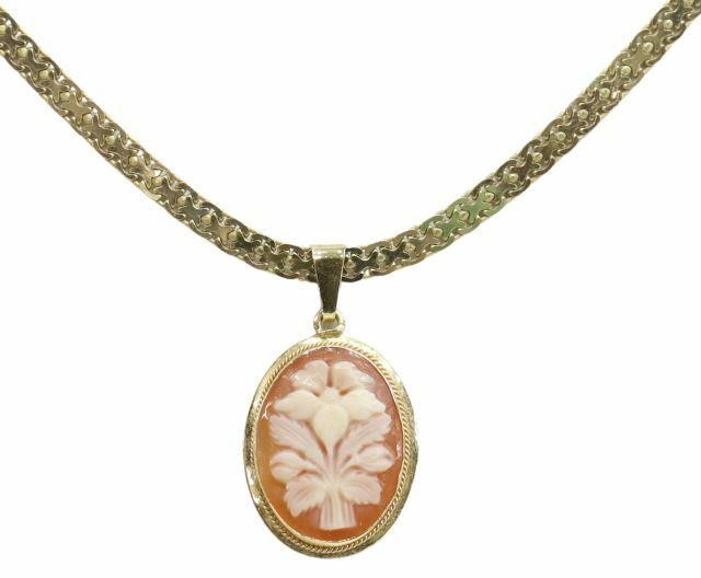 ESTATE 14KT GOLD CHAIN 18KT CAMEO 359a1b