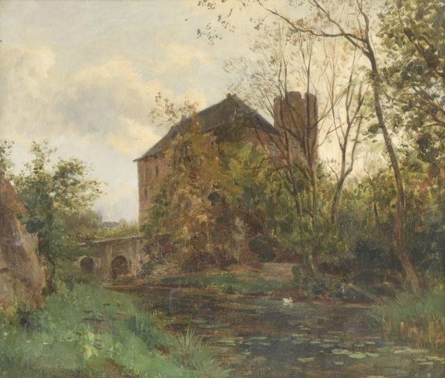 SIGNED OIL PAINTING HOUSE BY A