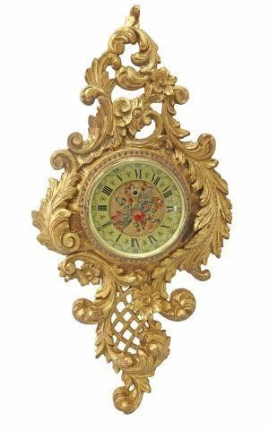 ROCOCO STYLE GILTWOOD CARTEL CLOCKRococo