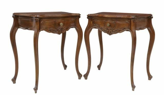 2 LOUIS XV STYLE CARVED WALNUT 359a92