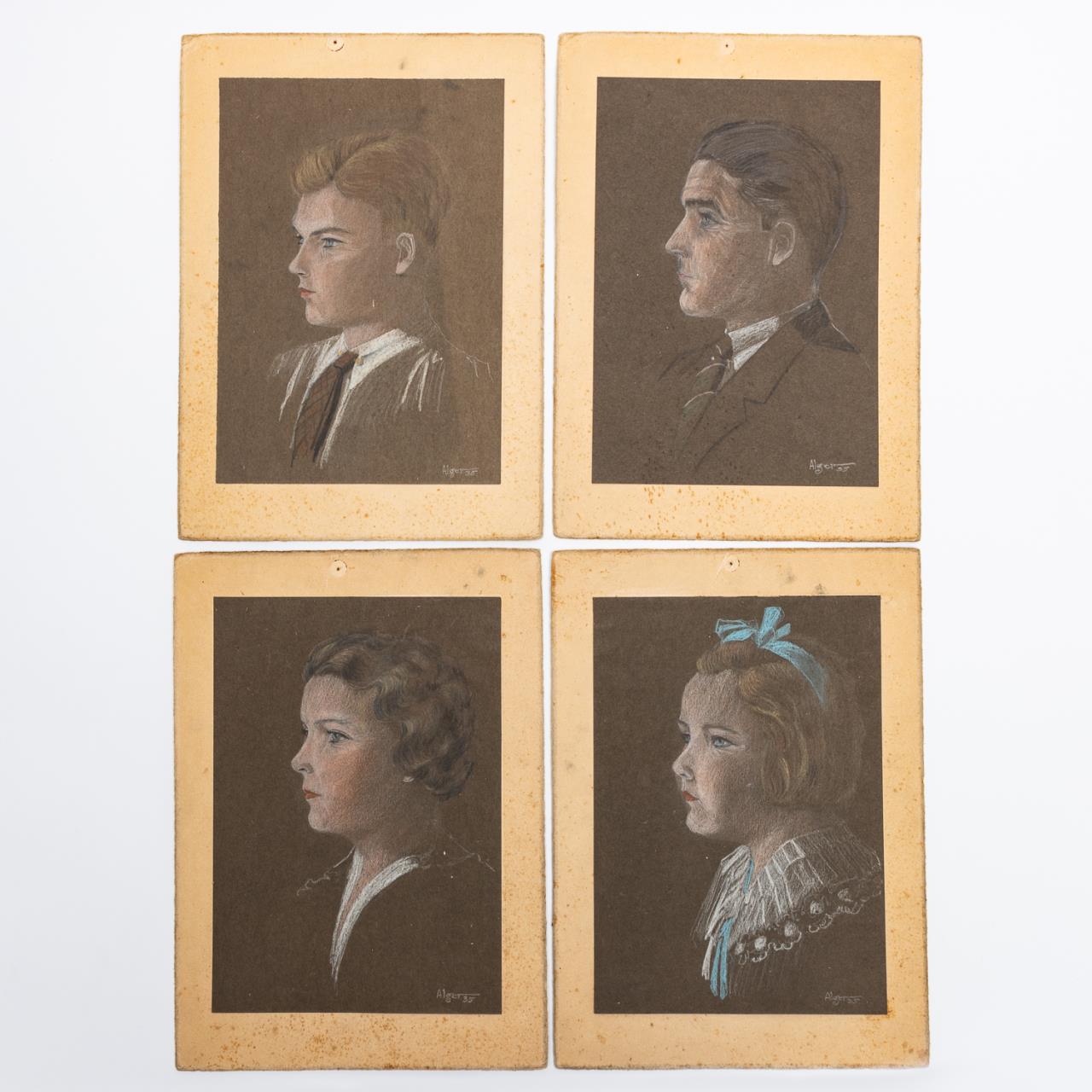 FOUR FAMILY PASTEL PORTRAITS BY