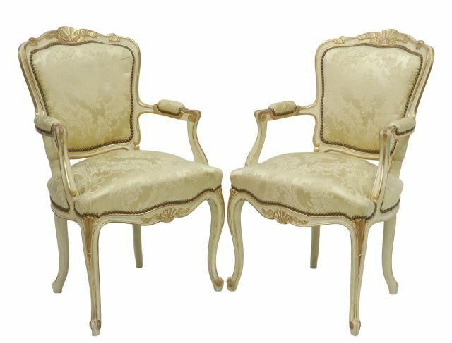  2 FRENCH LOUIS XV STYLE UPHOLSTERED 359a97