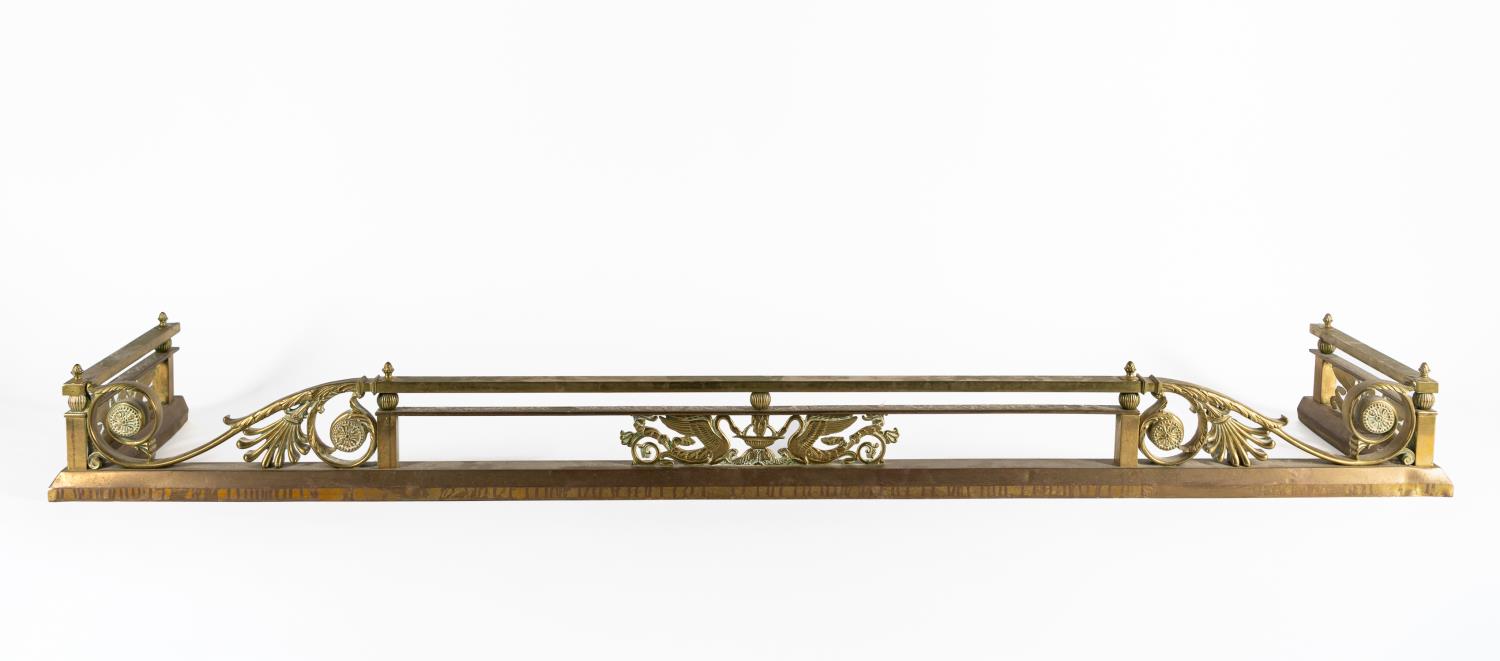 20TH C. NEOCLASSICAL-STYLE BRASS FIREPLACE