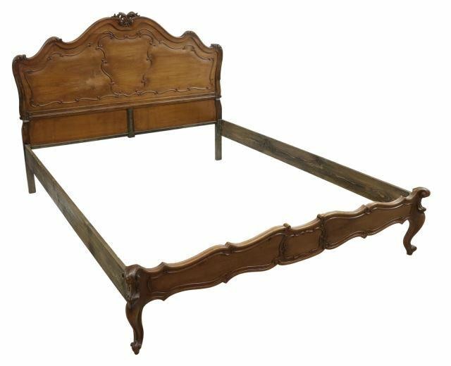 LOUIS XV STYLE CARVED WALNUT BEDLouis