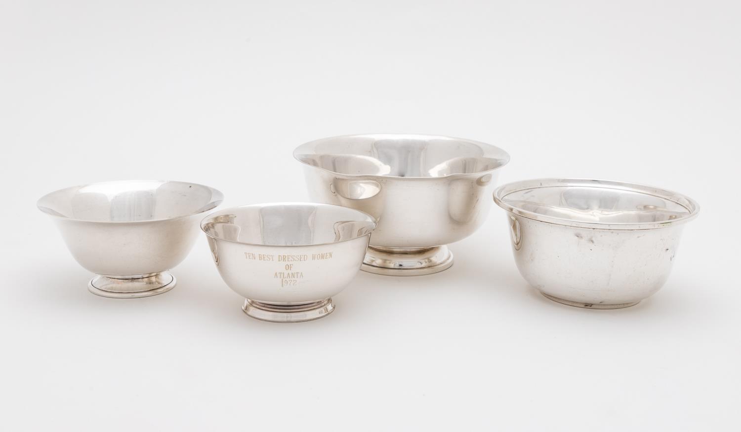 AMERICAN SILVER BOWLS, THREE STERLING