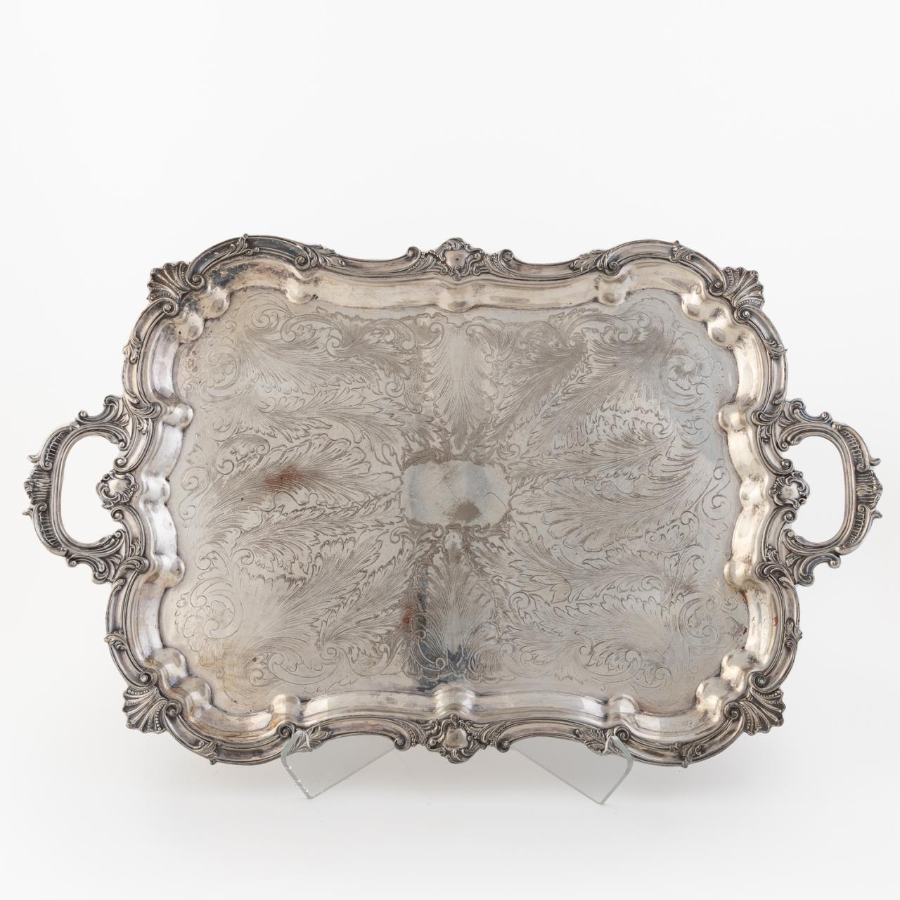LARGE FOOTED SILVERPLATE RECTANGULAR