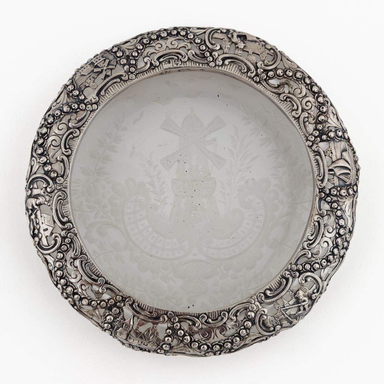 800 SILVER REPOUSSE & ETCHED GLASS