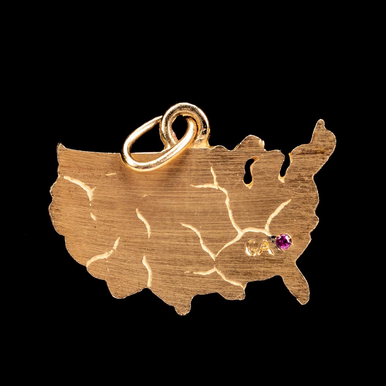 14K YELLOW GOLD UNITED STATES PENDANT 359bbb