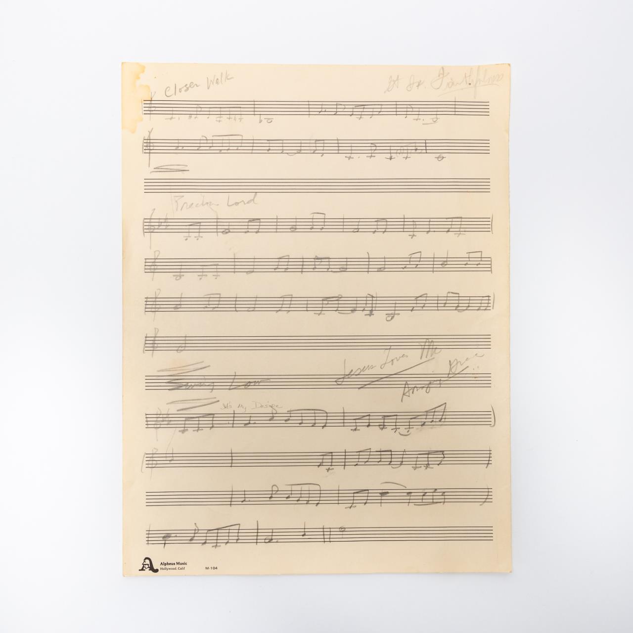 ROBERT WOODRUFF FUNERAL MUSIC MANUSCRIPT 359bca