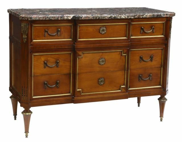 LOUIS XVI STYLE MARBLE-TOP FRUITWOOD