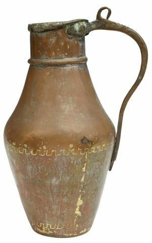 FRENCH COPPER WINE JUG, 19TH C.French