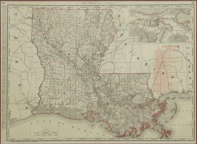 RAND, MCNALLY & CO ATLAS MAP LOUISIANA