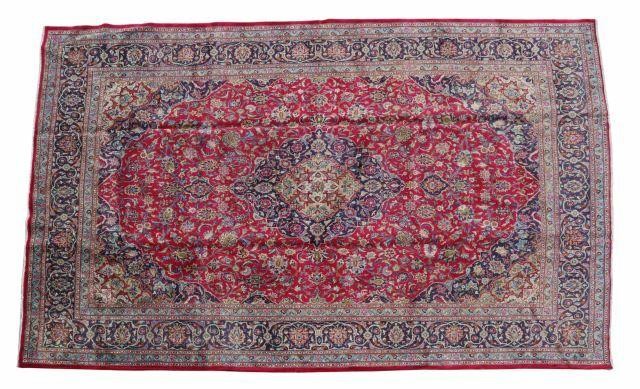 HAND-TIED PERSIAN MASHAD RUG, 12'3"L