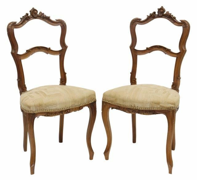 (2) FRENCH LOUIS XV STYLE WALNUT