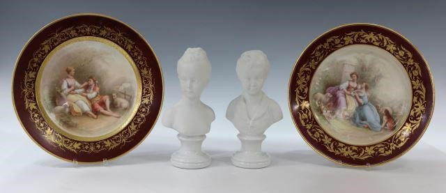  4 BISQUE PORCELAIN BUSTS CABINET 359db9