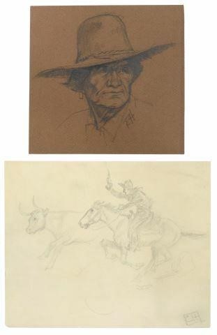  2 WESTERN DRAWINGS CHAS HARGENS  359dc9