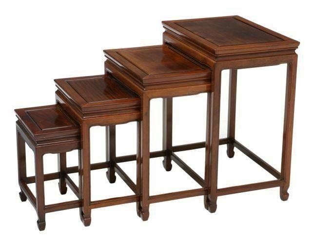  4 CHINESE ROSEWOOD NESTING TABLES set 359e17