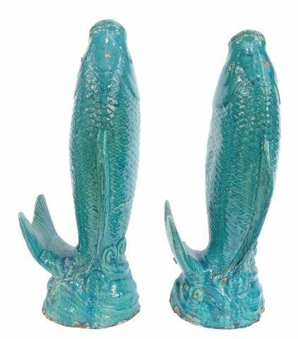  2 CHINESE TURQUOISE GLAZED CERAMIC 359e4e