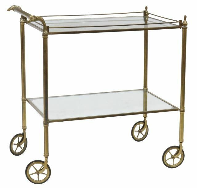 FRENCH BRASS SERVICE BAR CART HORSE 359e6b