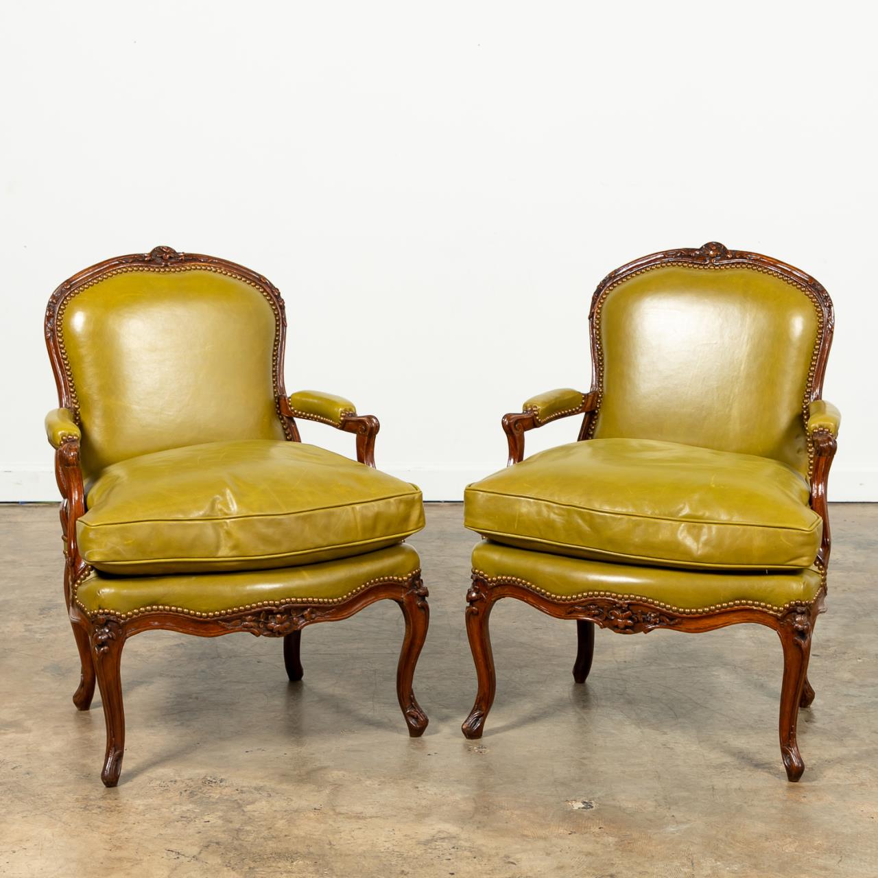 PAIR FRENCH LOUIS XV STYLE GREEN 35c5b0